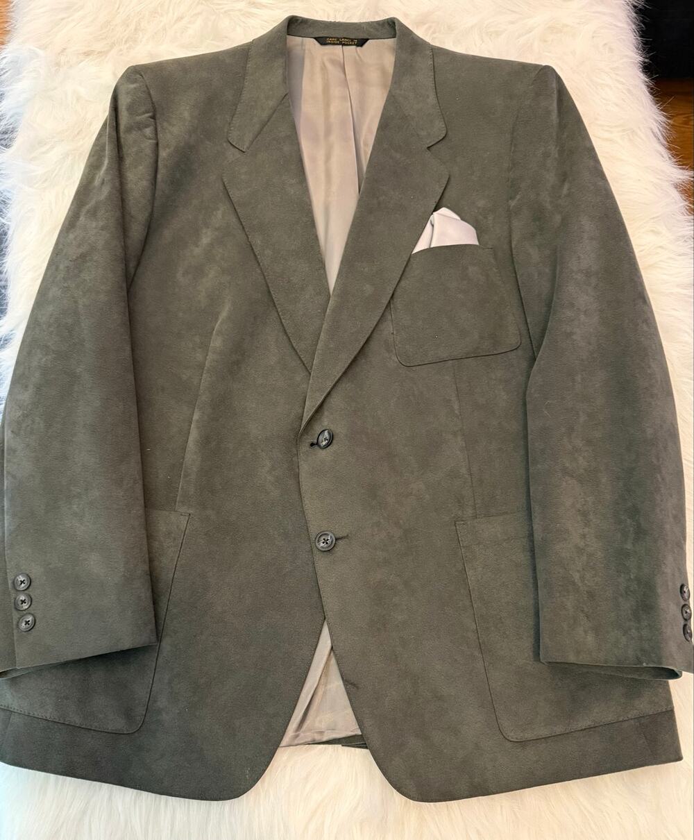 Vintage Morry's Chicago Faux Suede Two Button Sport Coat Blazer Gray